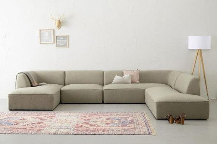 Alhome Corner sofa, size 200x160x320x77 cm - beige - AL-172 - Zrafh.com - Your Destination for Baby & Mother Needs in Saudi Arabia