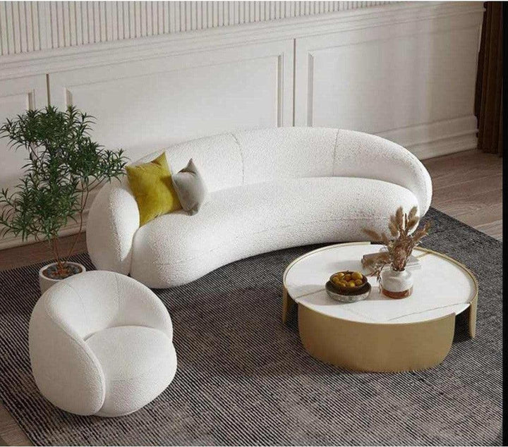 Alhome Living Room Boucle Set of 2 Pieces - White - AL-141 - Zrafh.com - Your Destination for Baby & Mother Needs in Saudi Arabia