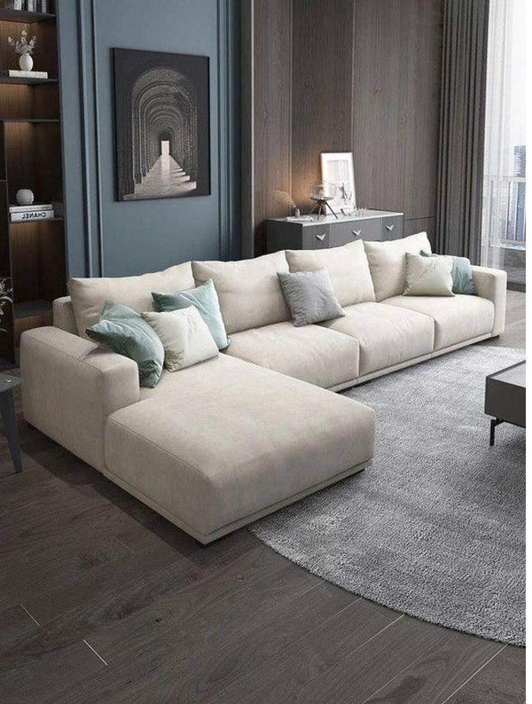 Alhome Corner sofa, size 300x180x90x88 cm - beige - AL-225 - Zrafh.com - Your Destination for Baby & Mother Needs in Saudi Arabia