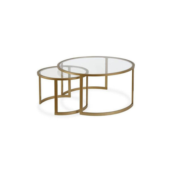 Alhome Center Table Set - Bright, Consists of Two Pieces - Gold - AL-250 - Zrafh.com - Your Destination for Baby & Mother Needs in Saudi Arabia