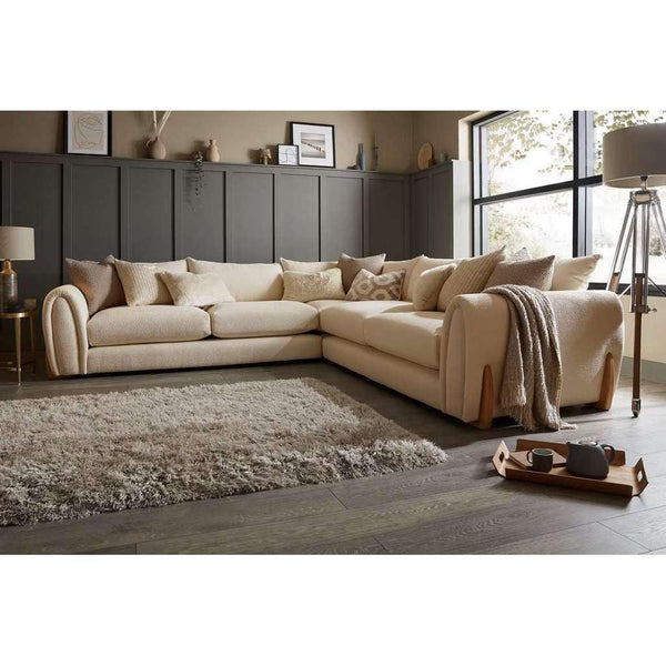 Alhome Corner sofa, size 300 x 300 x 85 x 85 cm - beige - AL-212 - Zrafh.com - Your Destination for Baby & Mother Needs in Saudi Arabia