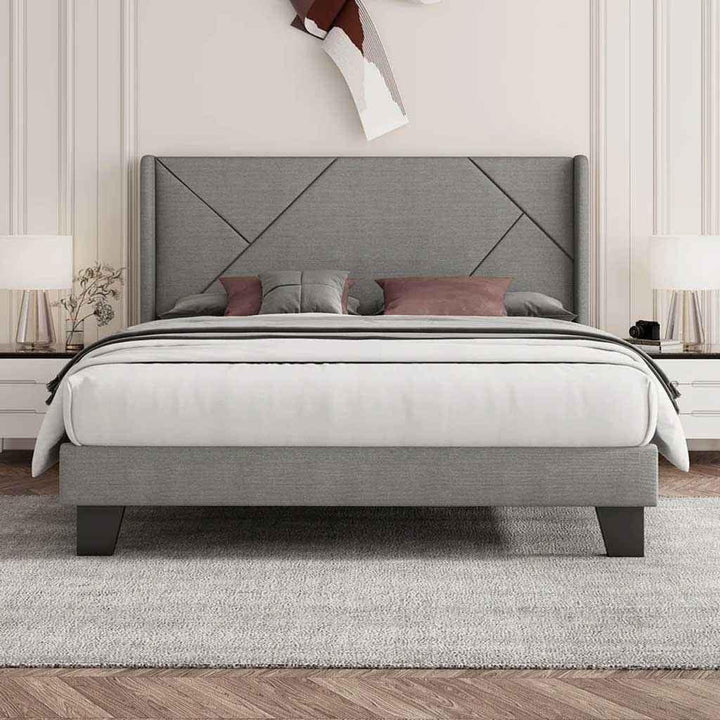 Alhome Single and Half Queen Bed - 200x160x40 cm - Gray - AL-233 - Zrafh.com - Your Destination for Baby & Mother Needs in Saudi Arabia