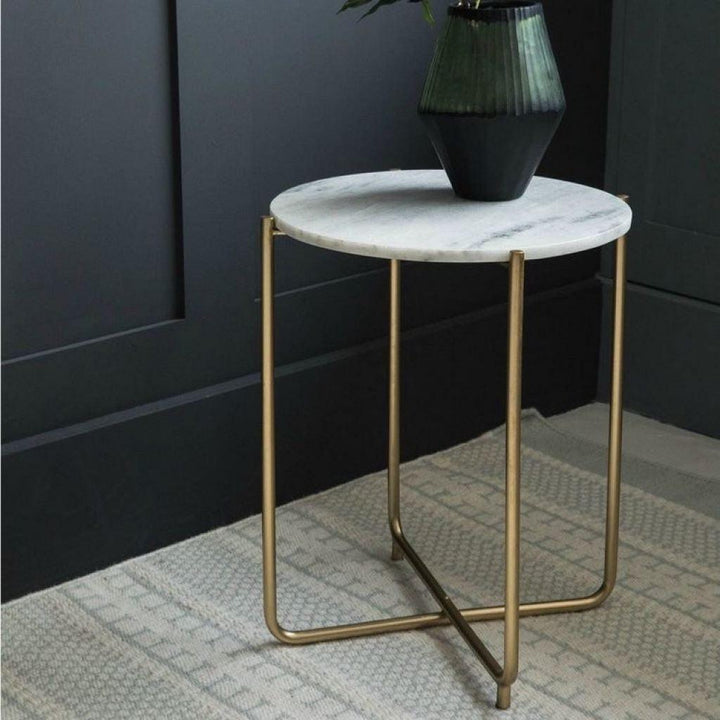 Alhome side table, size 45 x 60 cm - green and gold - AL-222 - Zrafh.com - Your Destination for Baby & Mother Needs in Saudi Arabia