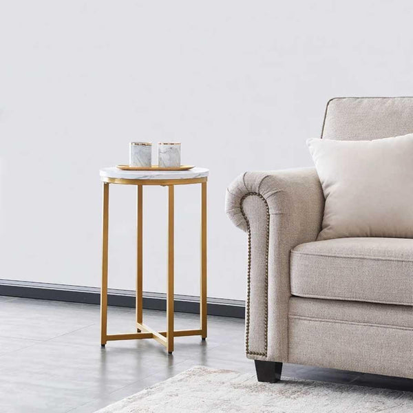 Alhome side table, size 55 x 80 cm - white and gold - AL-561 - Zrafh.com - Your Destination for Baby & Mother Needs in Saudi Arabia