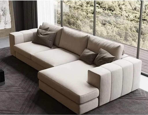 Alhome Corner sofa, beige color - 70x120x90x260 cm - AL-607 - Zrafh.com - Your Destination for Baby & Mother Needs in Saudi Arabia