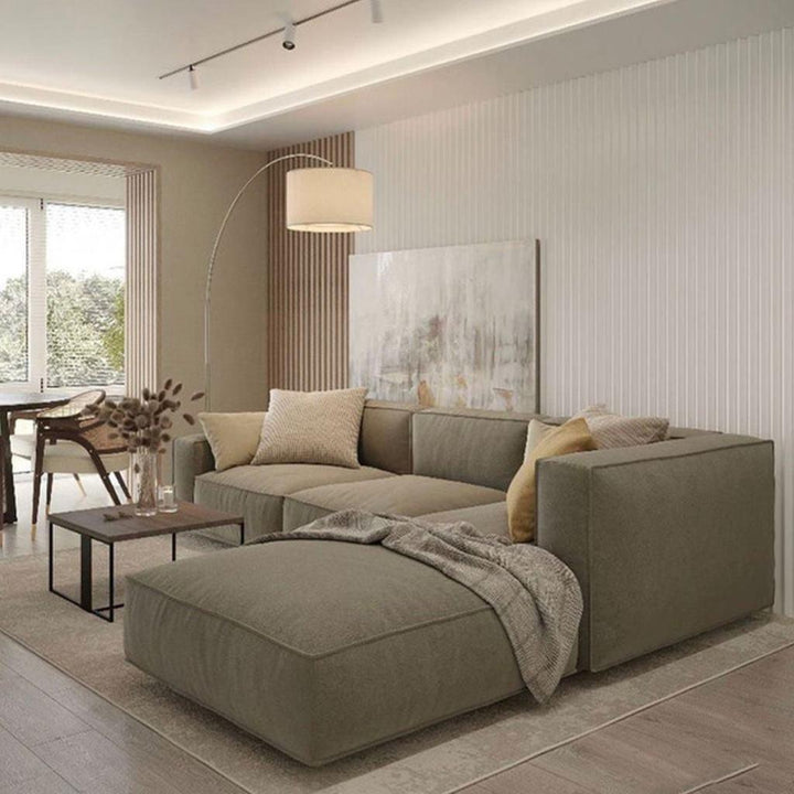 Alhome Corner sofa, size 270x170x85x85 cm - beige - AL-302 - Zrafh.com - Your Destination for Baby & Mother Needs in Saudi Arabia