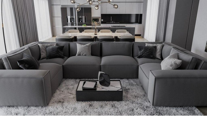 Alhome Corner Sofa, 380 x 212 x 71 x 65 cm - Gray - AL-279 - Zrafh.com - Your Destination for Baby & Mother Needs in Saudi Arabia