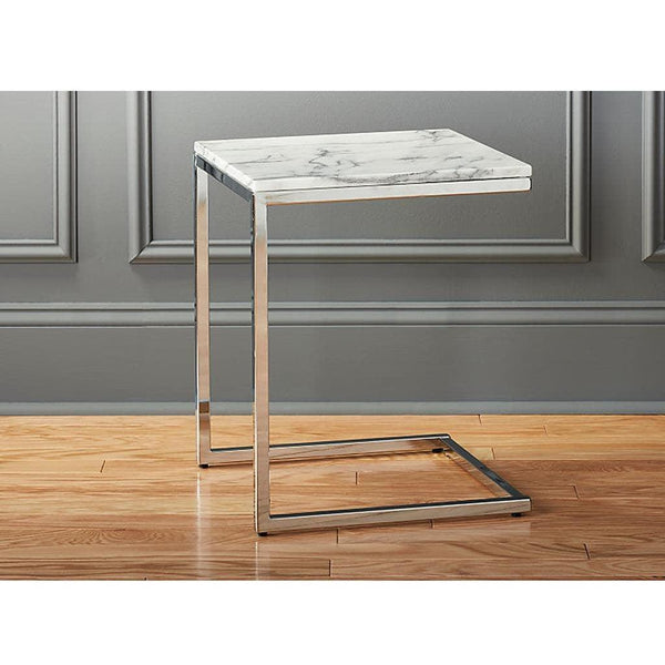 Alhome Silver Iron and Marble Side Table - 55x50x60 cm - AL-383 - Zrafh.com - Your Destination for Baby & Mother Needs in Saudi Arabia