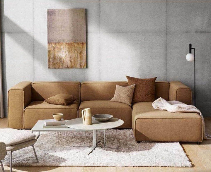 Alhome Corner sofa, size 260x93x140x70 cm - beige - AL-407 - Zrafh.com - Your Destination for Baby & Mother Needs in Saudi Arabia