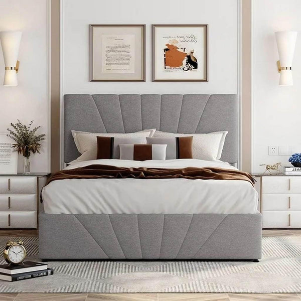 Alhome King Size Bed - 200x200x40 cm - Grey - AL-371 - Zrafh.com - Your Destination for Baby & Mother Needs in Saudi Arabia