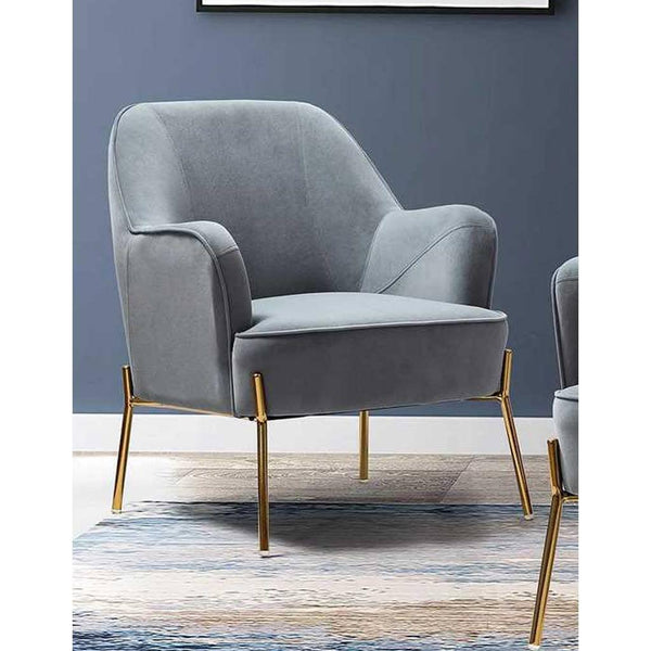 Alhome side chair made of Swedish wood and velvet - gray - AL-414 - Zrafh.com - Your Destination for Baby & Mother Needs in Saudi Arabia