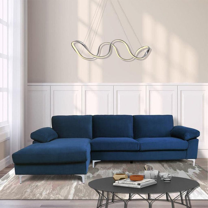 Alhome Corner sofa, size 250x190x90x80 cm - blue - AL-354 - Zrafh.com - Your Destination for Baby & Mother Needs in Saudi Arabia