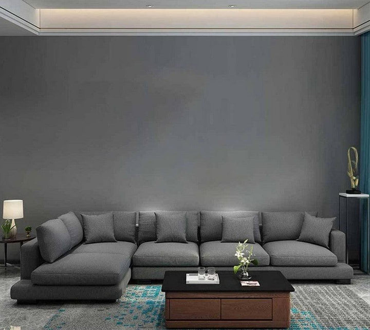 Alhome Sofa, size 85x180x300x70 cm, made of linen - gray - AL-365 - Zrafh.com - Your Destination for Baby & Mother Needs in Saudi Arabia