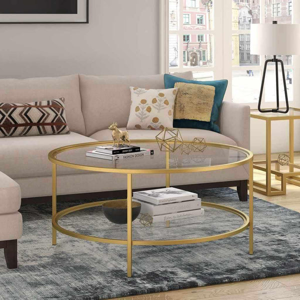 Alhome Alhome coffee table 80 x 50 cm - gold - AL-408 - Zrafh.com - Your Destination for Baby & Mother Needs in Saudi Arabia