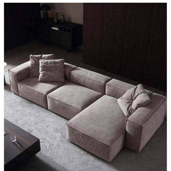 Alhome Corner sofa, size 250x80x145x80 cm - beige - AL-472 - Zrafh.com - Your Destination for Baby & Mother Needs in Saudi Arabia