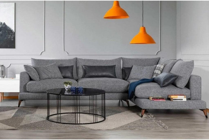 Alhome Corner sofa, size 250x140x85x90 cm - grey - AL-422 - Zrafh.com - Your Destination for Baby & Mother Needs in Saudi Arabia