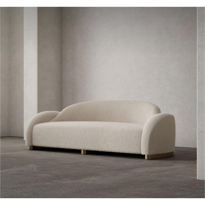 Alhome Swedish Wood and Boucle 3 Seaters Sofa - White - AL-712 - Zrafh.com - Your Destination for Baby & Mother Needs in Saudi Arabia