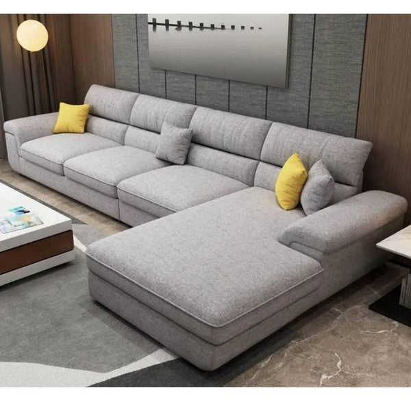 Alhome L-Shape Sofa - Linen - Grey - 85x200x300x85 cm - AL-813 - Zrafh.com - Your Destination for Baby & Mother Needs in Saudi Arabia