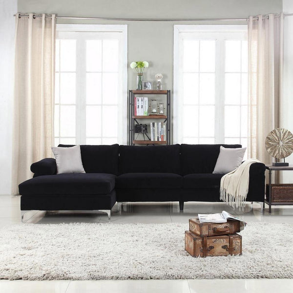 Alhome L-Shape Sofa 85x180x85x250 cm - Black - Zrafh.com - Your Destination for Baby & Mother Needs in Saudi Arabia