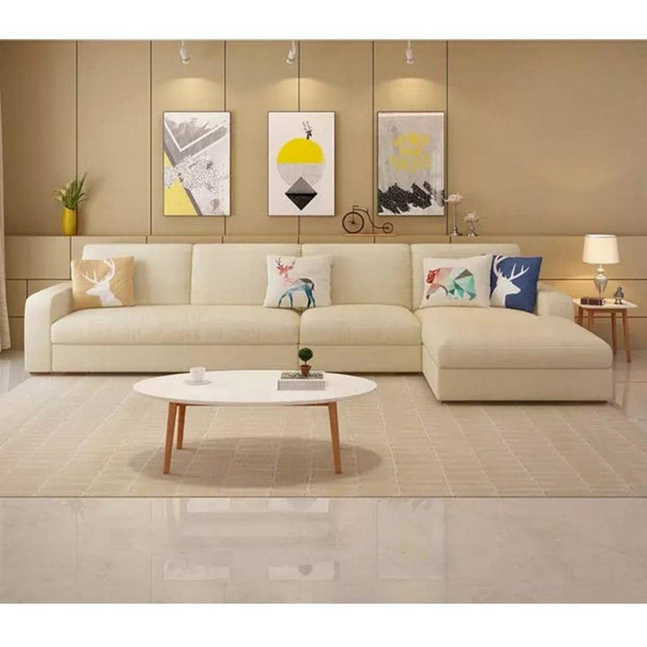 Alhome L-Shape sofa 300x170x85x80 cm - Beige - Zrafh.com - Your Destination for Baby & Mother Needs in Saudi Arabia