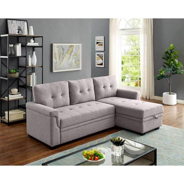 Alhome L-Shape Sofa 240x85x145x90 cm - Grey - AL-1104 - Zrafh.com - Your Destination for Baby & Mother Needs in Saudi Arabia