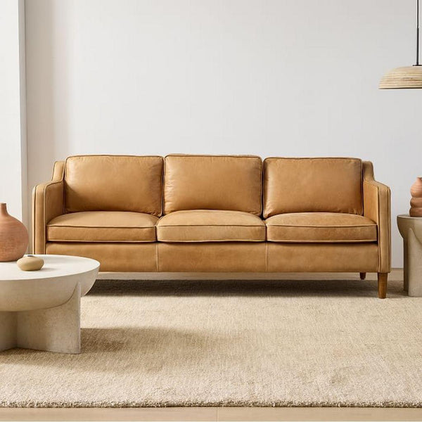 Alhome "Classic Brown Leather 3-Seaters Sofa" - Zrafh.com - Your Destination for Baby & Mother Needs in Saudi Arabia