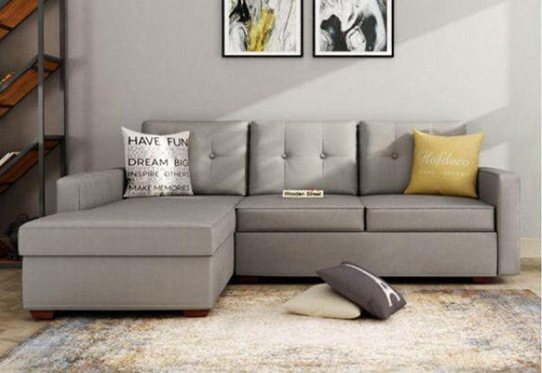 Alhome L-Shape Sofa 230x200x90x80 cm - Grey - Zrafh.com - Your Destination for Baby & Mother Needs in Saudi Arabia