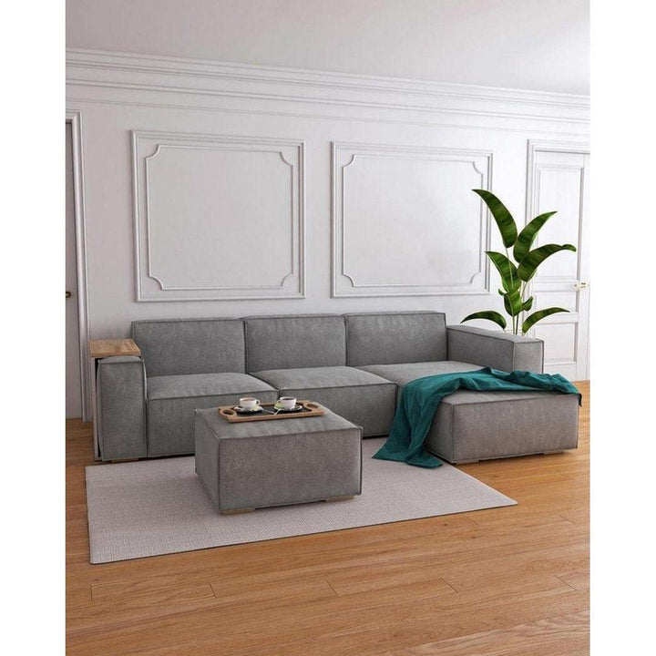 Alhome L-Shape Sofa 300x160x75x85 cm - Grey - Zrafh.com - Your Destination for Baby & Mother Needs in Saudi Arabia