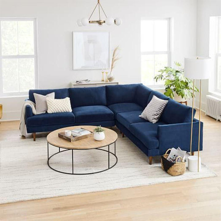 Alhome "Blue L-Shape Sofa - 80x240x80x240 cm" - Zrafh.com - Your Destination for Baby & Mother Needs in Saudi Arabia