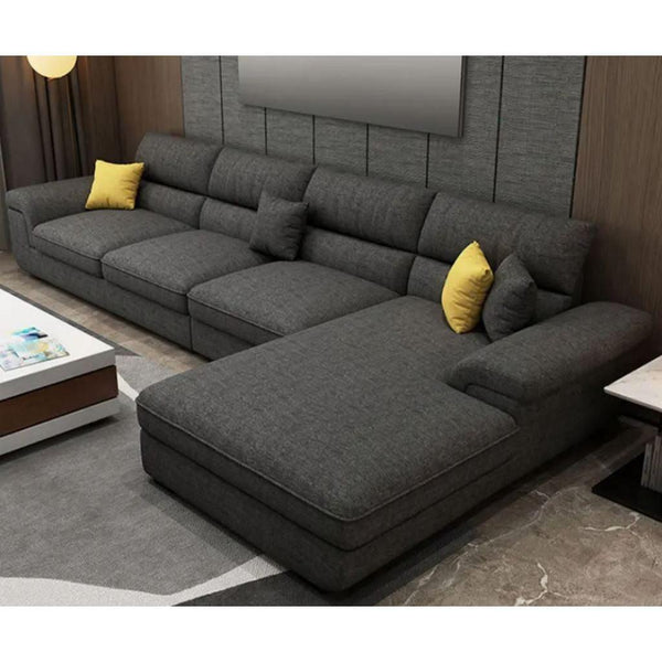 Alhome L-Shape Sofa - Linen - Grey - 85x200x300x85 cm - AL-1289 - Zrafh.com - Your Destination for Baby & Mother Needs in Saudi Arabia