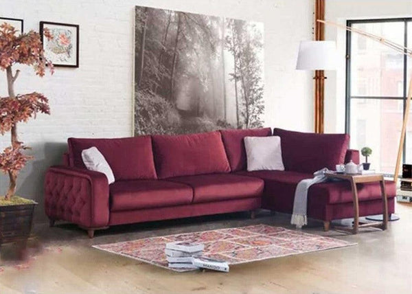 Alhome L-Shape Sofa 280x80x200x75 cm - Red - AL-1311 - Zrafh.com - Your Destination for Baby & Mother Needs in Saudi Arabia