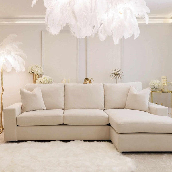 Alhome L-Shape Sofa 70x250x180x70 cm - Beig - AL-1306 - Zrafh.com - Your Destination for Baby & Mother Needs in Saudi Arabia