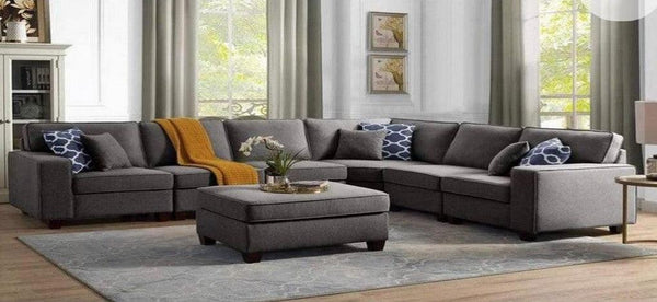 Alhome L-Shape Sofa 300x80x260x80 cm - Grey - Zrafh.com - Your Destination for Baby & Mother Needs in Saudi Arabia