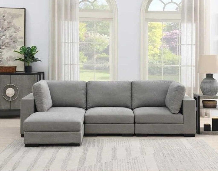 Alhome L-Shape Sofa 250x160x90x80 cm - Grey - AL-1155 - Zrafh.com - Your Destination for Baby & Mother Needs in Saudi Arabia