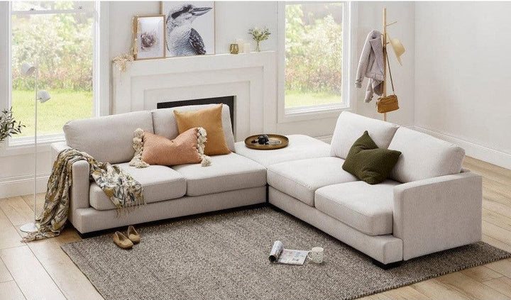 Alhome L-shape Sofa 260x260x95x90 - Beige - Zrafh.com - Your Destination for Baby & Mother Needs in Saudi Arabia