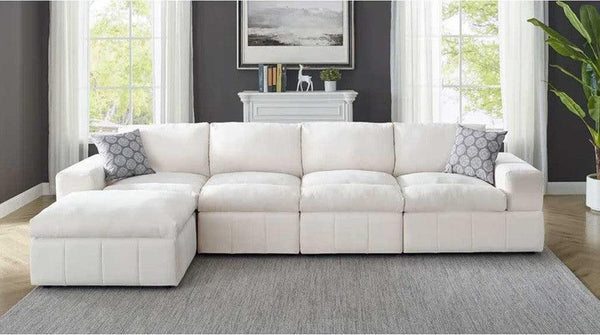 Alhome L-Shape Sofa 85x180x80x300 cm - White - Zrafh.com - Your Destination for Baby & Mother Needs in Saudi Arabia