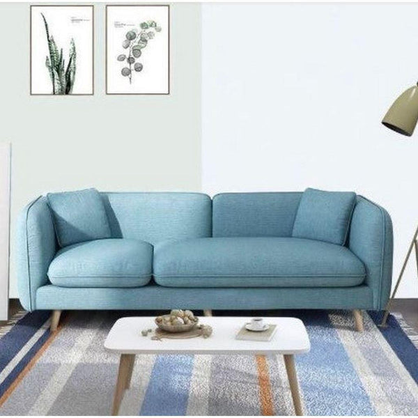 Alhome Polyester and Sweedish Wood 3 Seaters Sofa - Blue - Zrafh.com - Your Destination for Baby & Mother Needs in Saudi Arabia