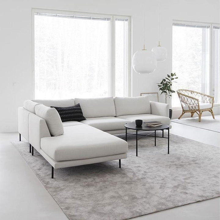 Alhome L-shape sofa - Swedish wood - White - 260x230x85x75 cm - Zrafh.com - Your Destination for Baby & Mother Needs in Saudi Arabia