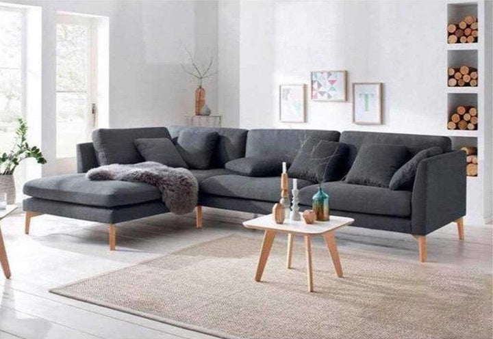 Alhome L-Shape Sofa 280x80x200x75 cm - Grey - AL-1447 - Zrafh.com - Your Destination for Baby & Mother Needs in Saudi Arabia