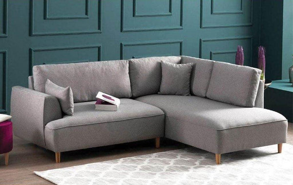 Alhome L-Shape Sofa 190x98x170x90 cm - Grey - Zrafh.com - Your Destination for Baby & Mother Needs in Saudi Arabia