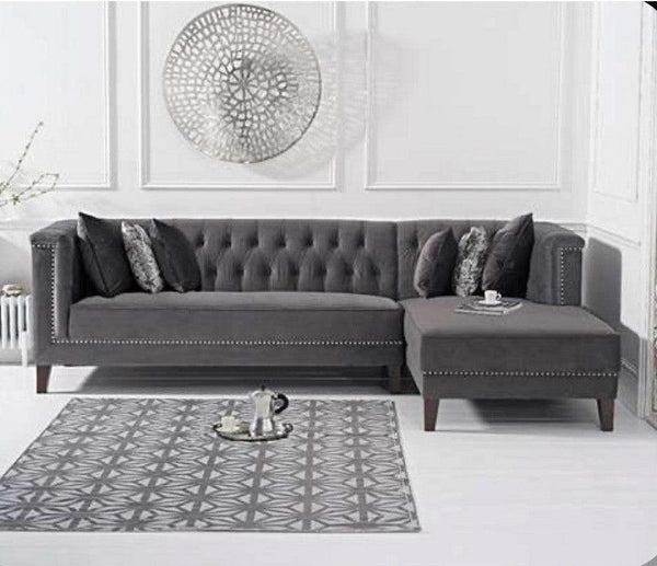 Alhome L-Shape Sofa 280x175x85x90 cm - Grey - Zrafh.com - Your Destination for Baby & Mother Needs in Saudi Arabia