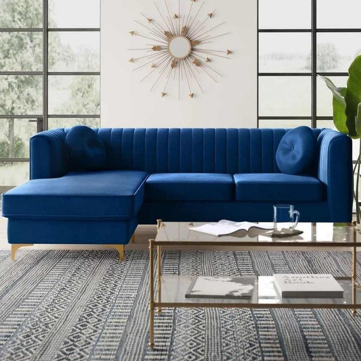 Alhome L-Shape sofa 250x150x80x90 cm - Blue - Zrafh.com - Your Destination for Baby & Mother Needs in Saudi Arabia