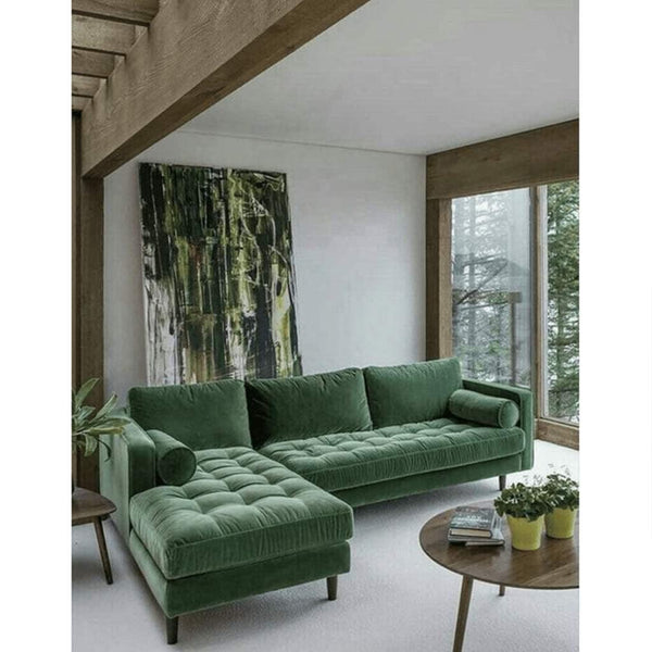 Alhome "Green L-Shape Sofa - 80x160x80x250 cm" - Zrafh.com - Your Destination for Baby & Mother Needs in Saudi Arabia