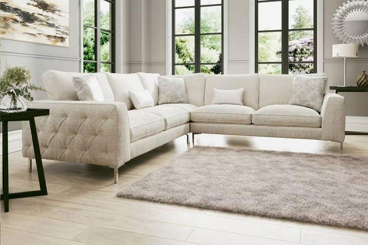 Alhome L-Shape Sofa 260x260x80x85 cm - Beige - Zrafh.com - Your Destination for Baby & Mother Needs in Saudi Arabia