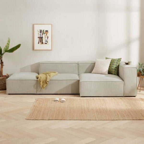 Alhome L-shape Sofa 180x230x75x90 cm - Beige - Zrafh.com - Your Destination for Baby & Mother Needs in Saudi Arabia