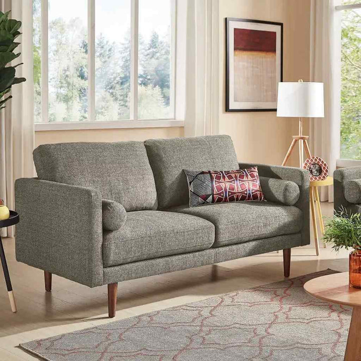 Alhome Polyester and Sweedish Wood 3 Seaters Sofa - Grey - AL-2092 - Zrafh.com - Your Destination for Baby & Mother Needs in Saudi Arabia