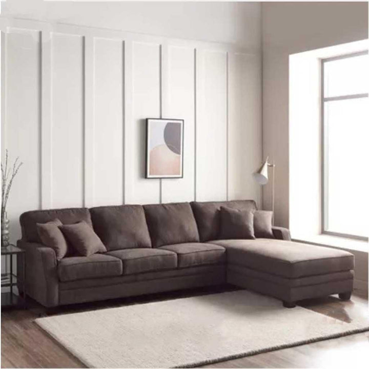 Alhome L-Shape sofa 250x180x85x90 cm - Brown - Zrafh.com - Your Destination for Baby & Mother Needs in Saudi Arabia