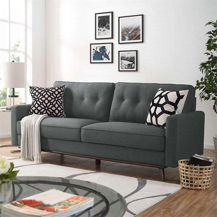 Alhome Polyester and Sweedish Wood 3 Seaters Sofa - Grey - AL-2412 - Zrafh.com - Your Destination for Baby & Mother Needs in Saudi Arabia