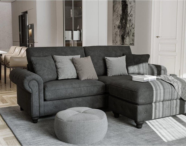 Alhome L-Shape sofa 212x168x61x68 cm - Grey - Zrafh.com - Your Destination for Baby & Mother Needs in Saudi Arabia