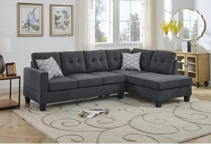 Alhome L-Shape Sofa 280x80x180x75 cm - Grey - Zrafh.com - Your Destination for Baby & Mother Needs in Saudi Arabia